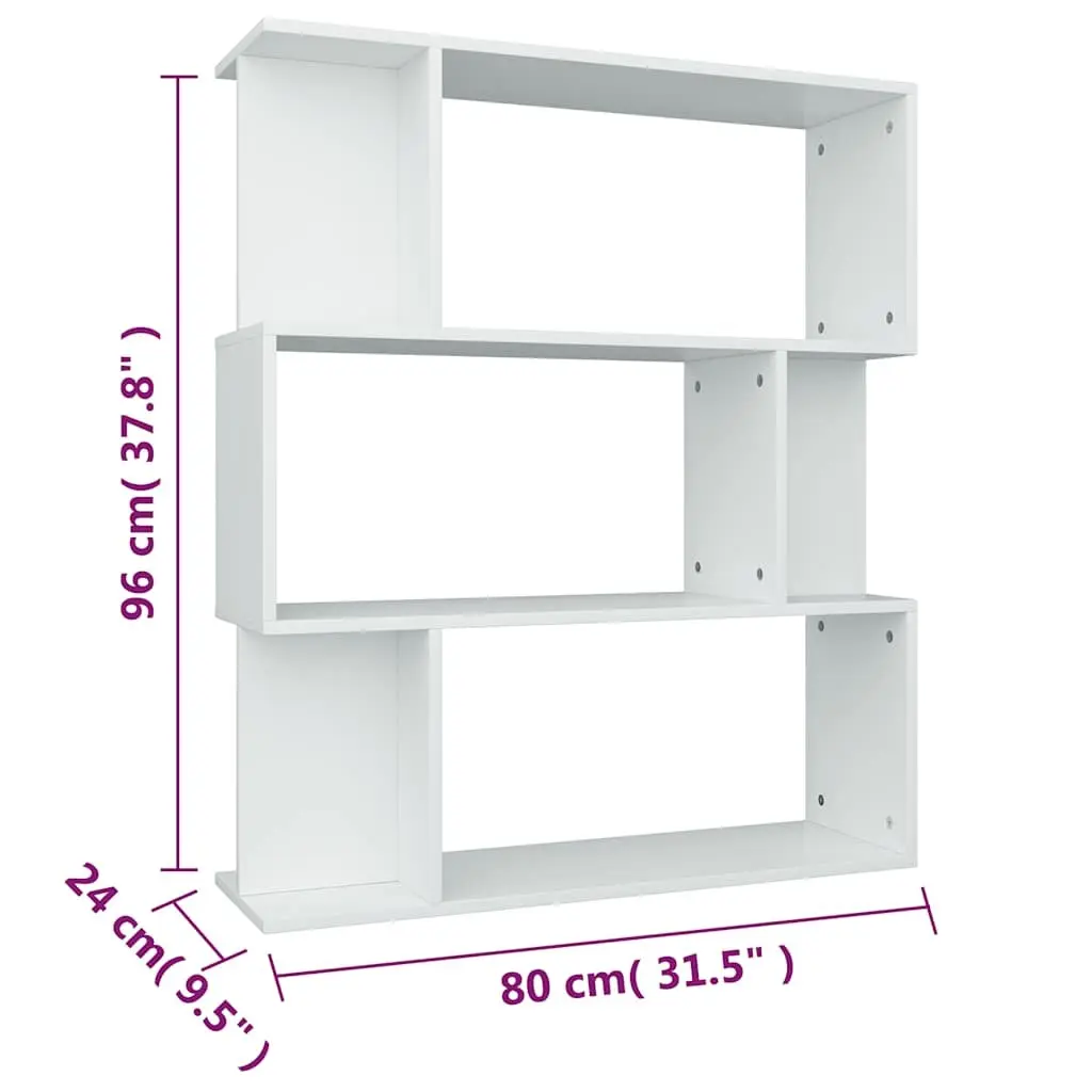 Book Cabinet Room Divider White 80x24x96cm Engineered Wood Shelving Storage Bookcase Organizer