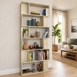 Classic Brown Book Cabinet Room Divider with 12 Shelves