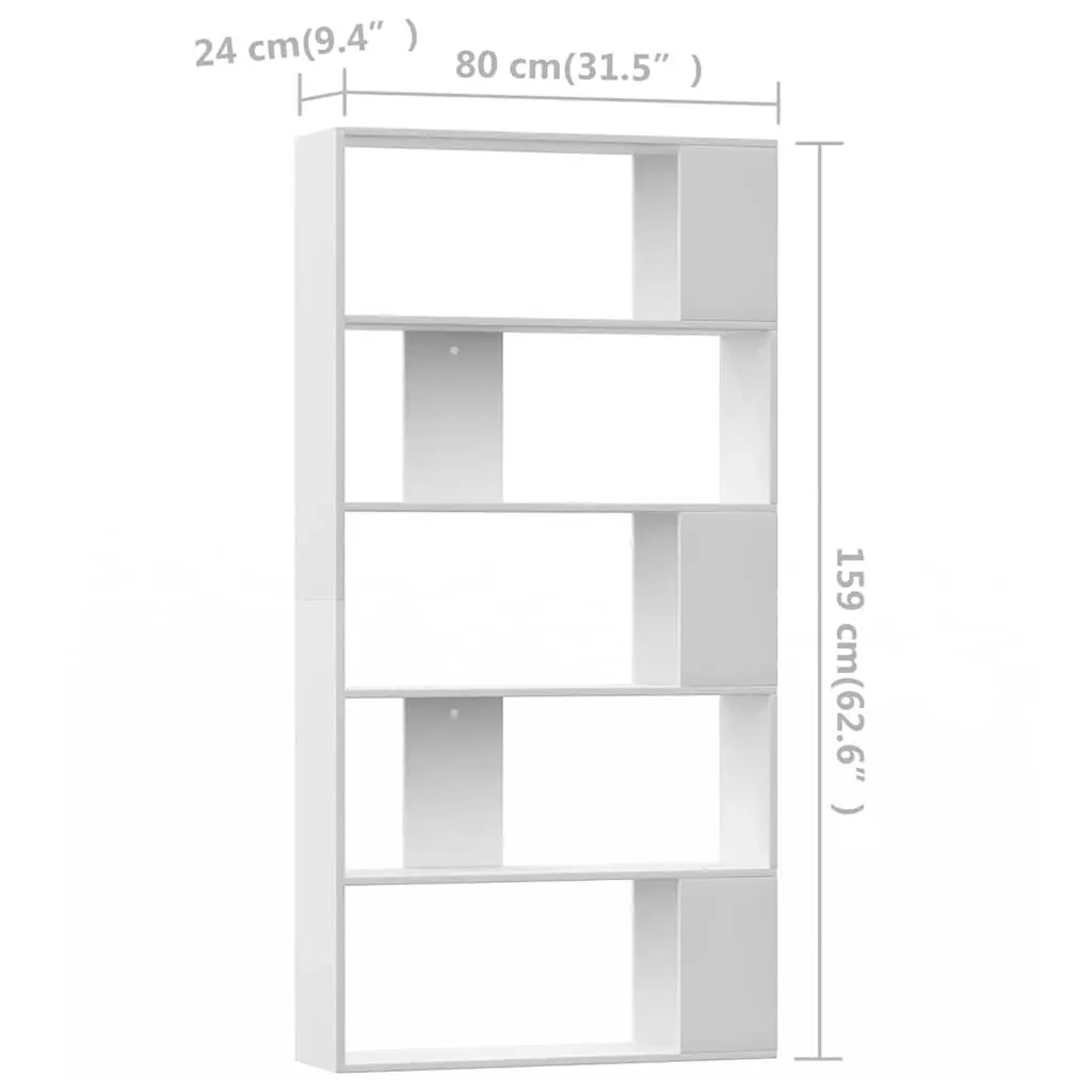 Book Cabinet Room Divider White 80x24x159 cm Engineered Wood Shelving Unit Storage