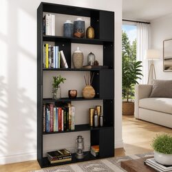 Stylish Black Book Cabinet with Room Divider Functionality