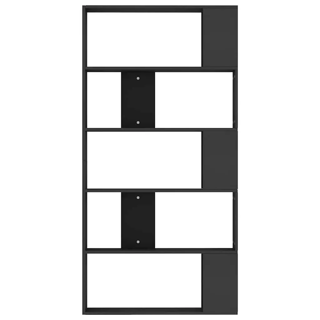 Book Cabinet Room Divider Bookshelf 80x24x159cm Black Engineered Wood 5 Compartments