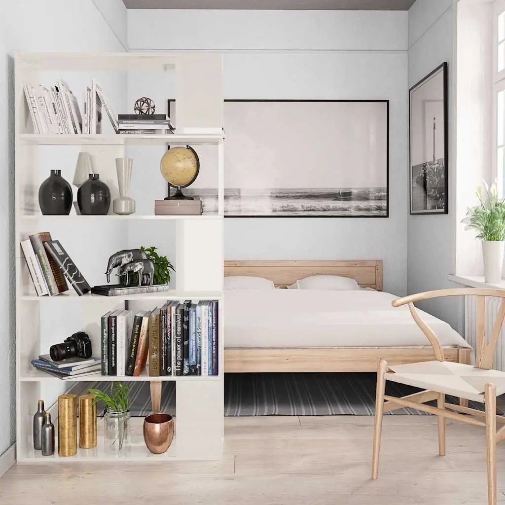 Book Cabinet High Gloss White 80x24x159cm Room Divider Storage Shelf