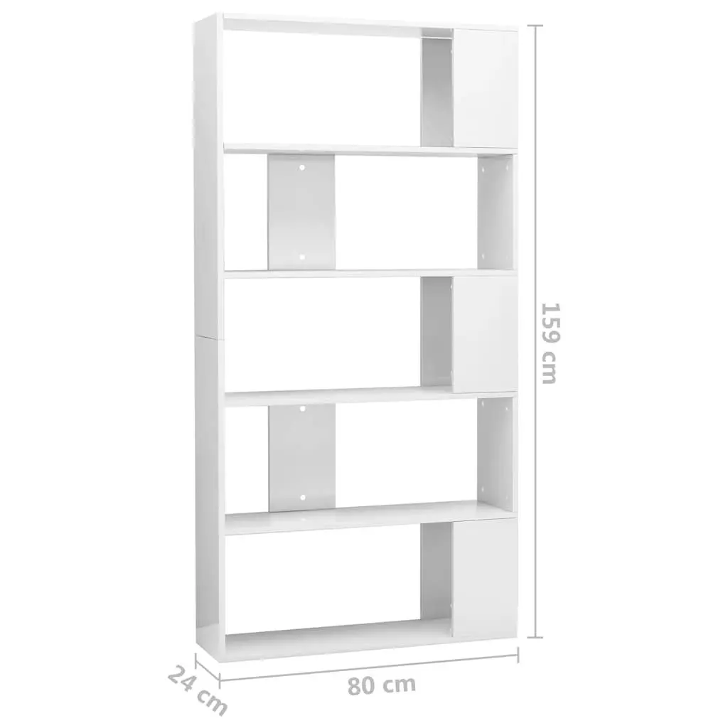 Book Cabinet High Gloss White 80x24x159cm Room Divider Storage Shelf