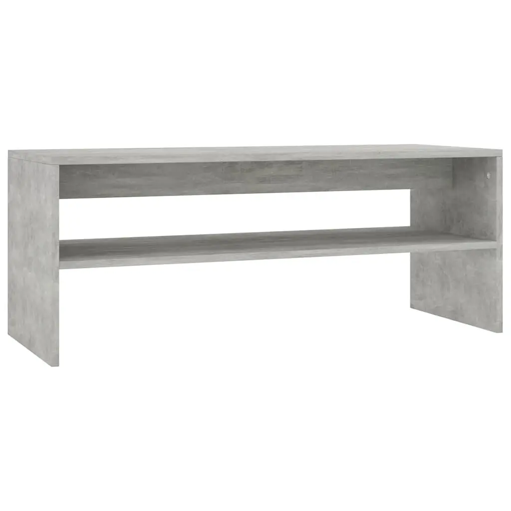 Coffee Table Grey Engineered Wood Open Shelf Living Room Accent Table