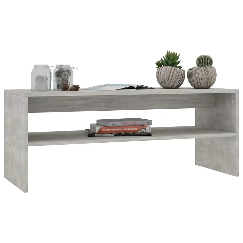 Coffee Table Grey Engineered Wood Open Shelf Living Room Accent Table