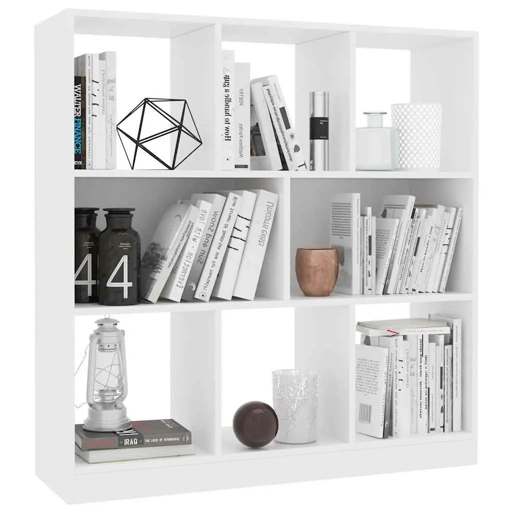 White Book Cabinet with 8 Storage Compartments