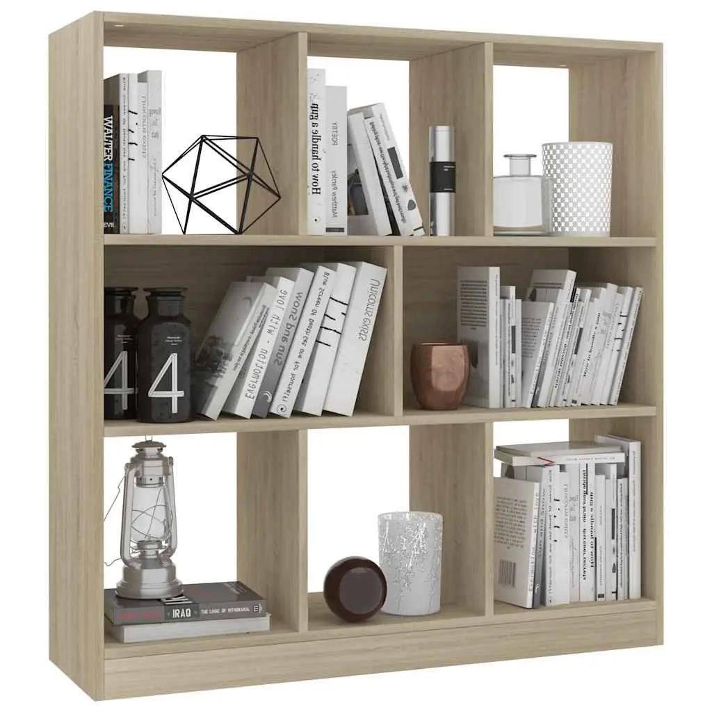 Sonoma Oak 8 Compartment Book Cabinet for Home Storage