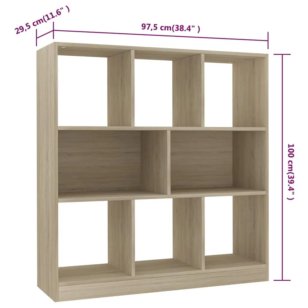 Sonoma Oak 8 Compartment Book Cabinet for Home Storage