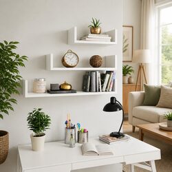 U Shaped Floating Wall Display Shelf 3 Piece Set