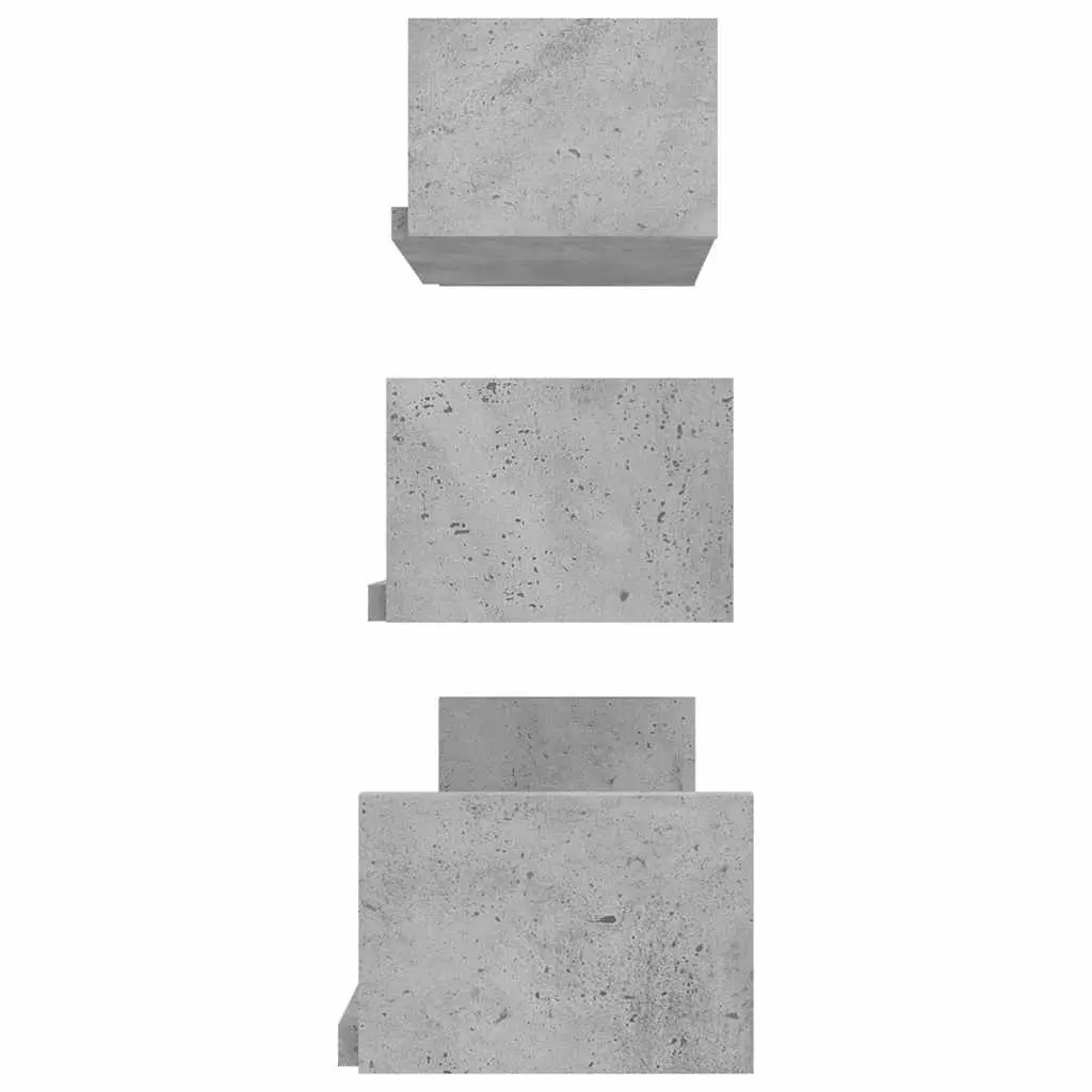 Wall Display Shelf Set Grey U-Shaped 3 Pieces Engineered Wood Storage Shelves