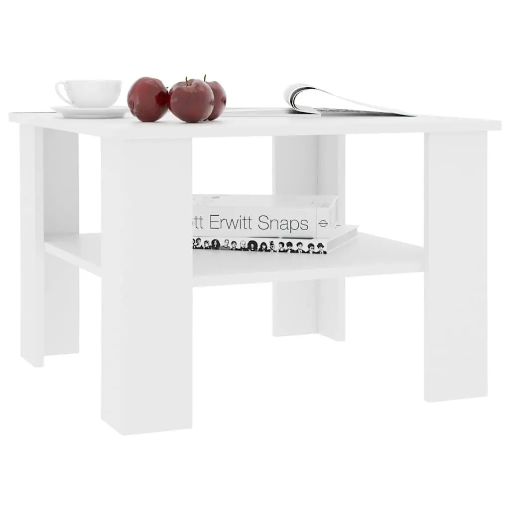 Coffee Table White 60x60x42cm Engineered Wood Living Room Storage Shelf