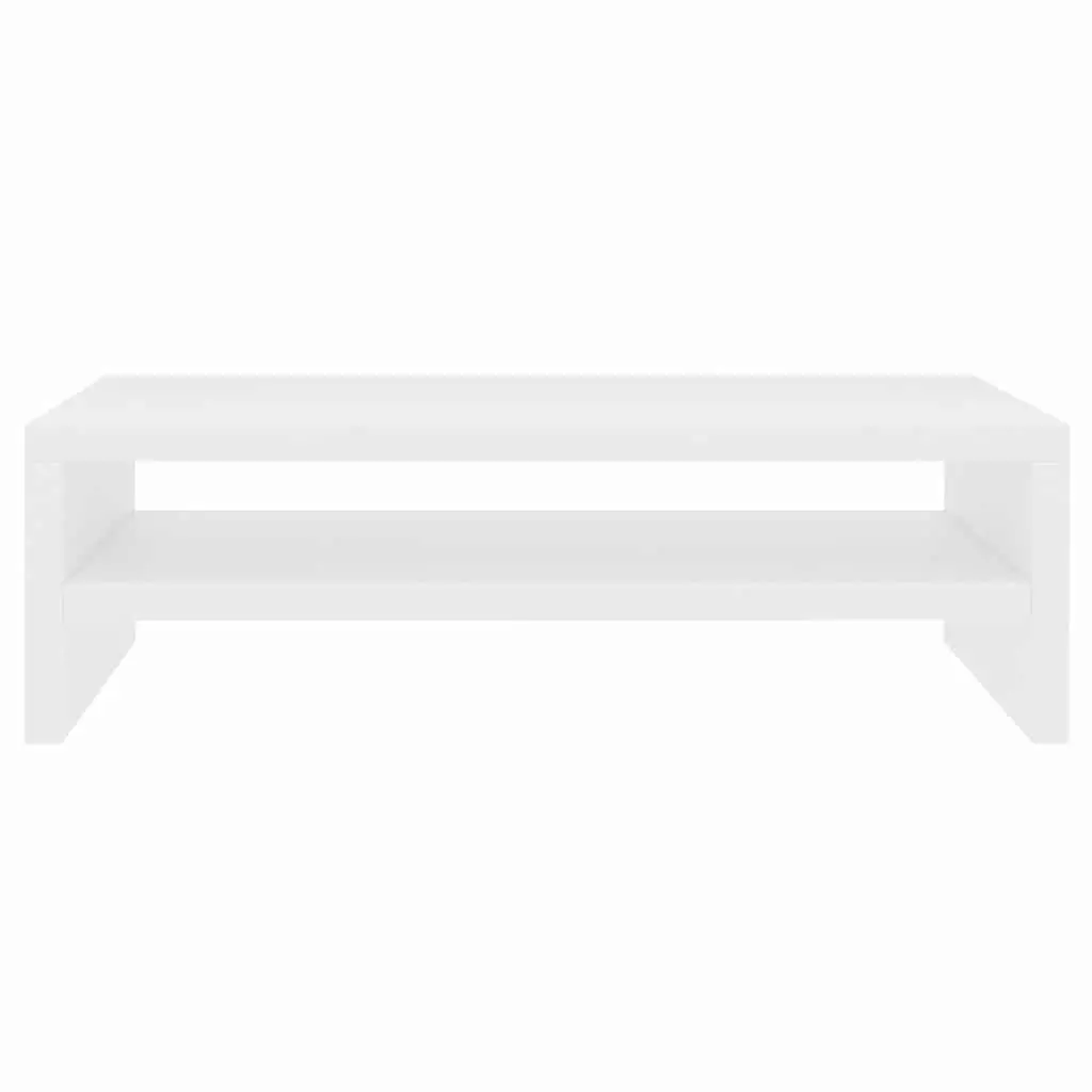 Monitor Stand Riser White Engineered Wood Desktop Keyboard Storage Shelf 42 x 24 x 13 cm