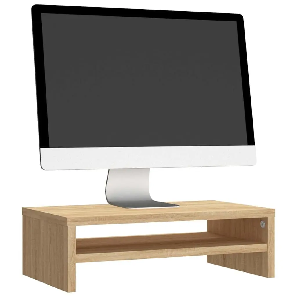 Monitor Stand Riser Sonoma Oak Engineered Wood Desktop Storage Shelf