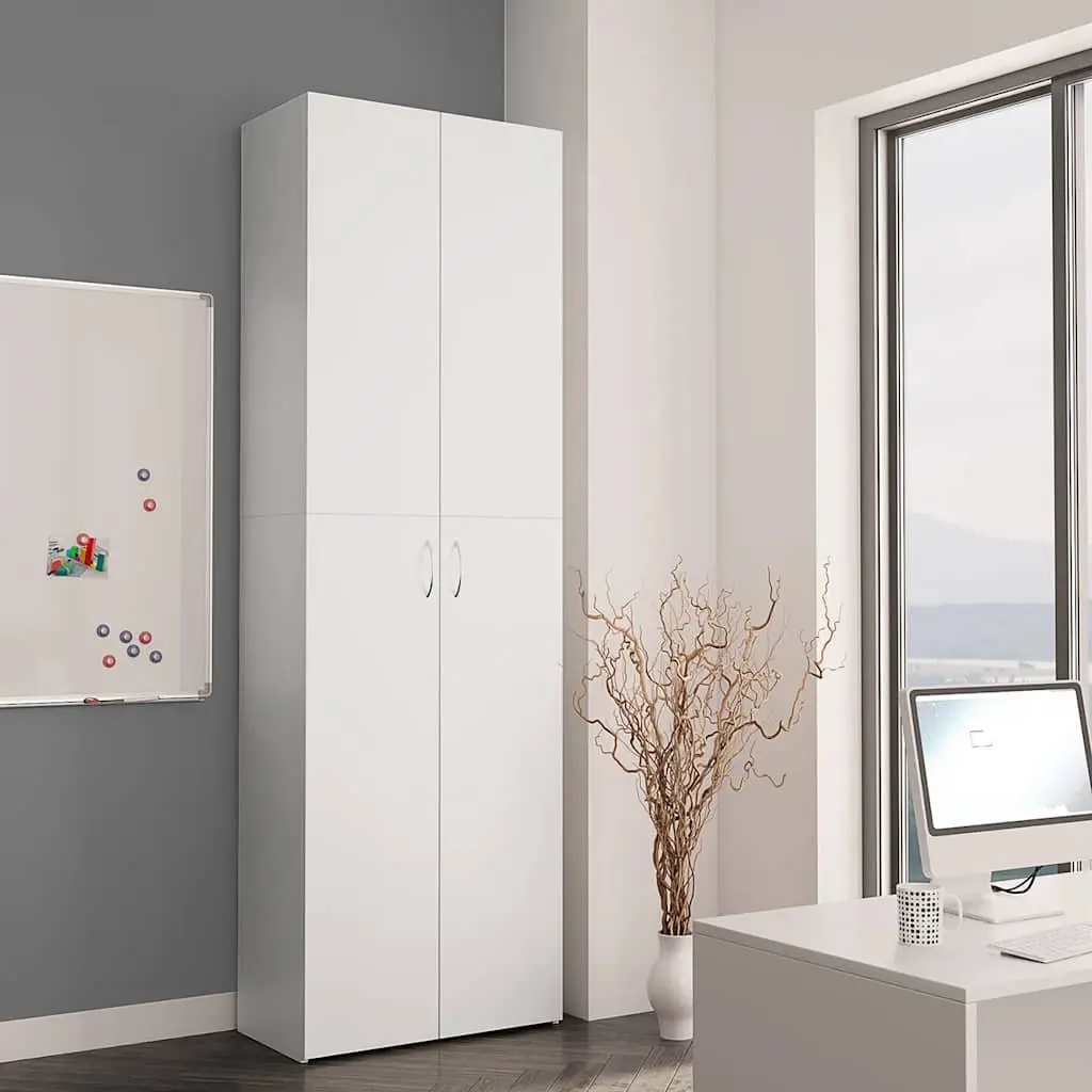White Office Filing Cabinet 60x32x190cm with 5 Shelves