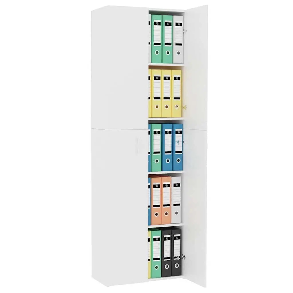 White Office Filing Cabinet 60x32x190cm with 5 Shelves