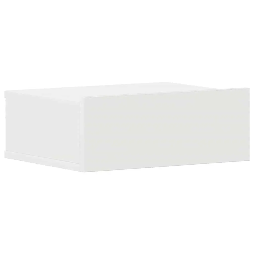 Floating Nightstand White Wall-Mounted Compact Engineered Wood