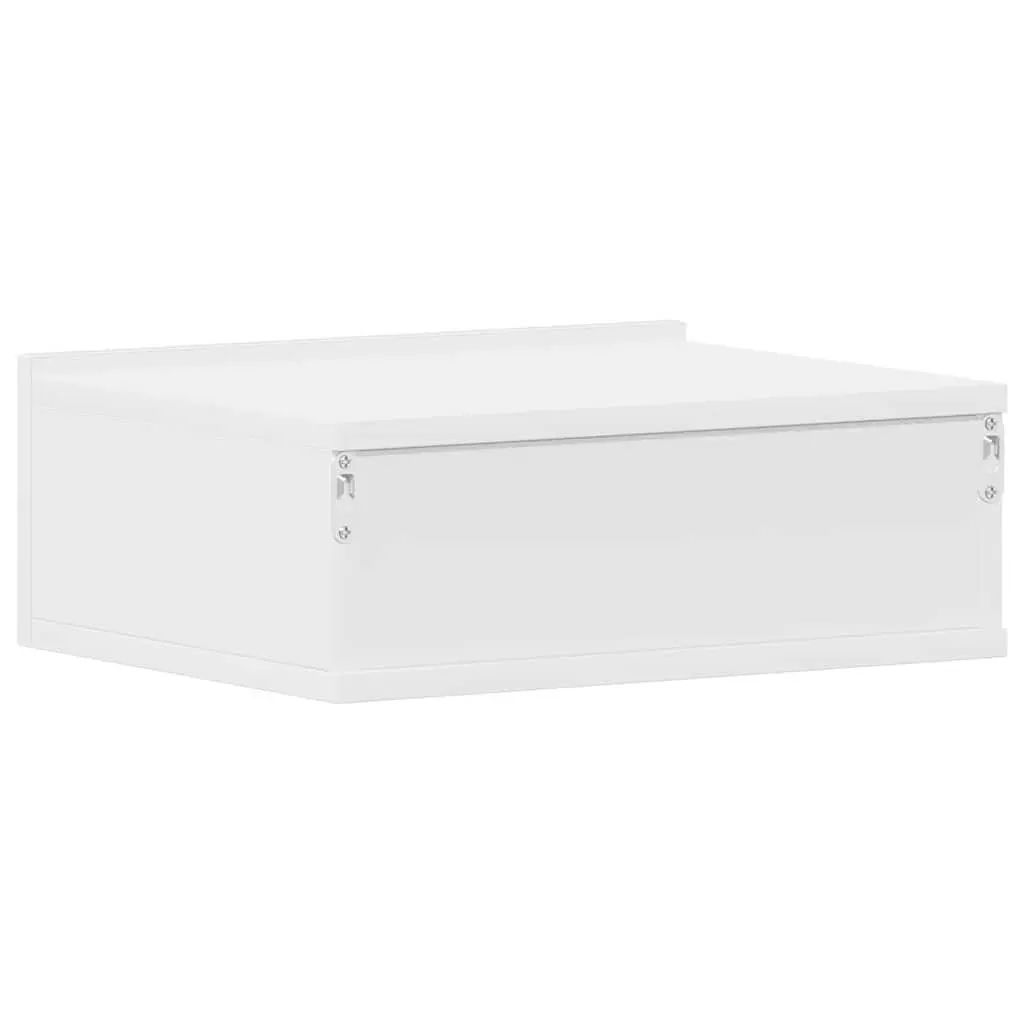 Floating Nightstand White Wall-Mounted Compact Engineered Wood