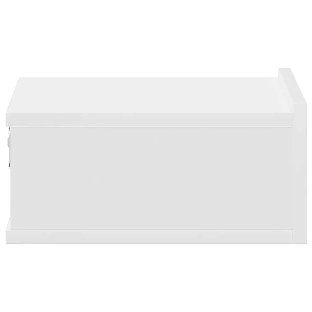 Floating Nightstand White Wall-Mounted Compact Engineered Wood