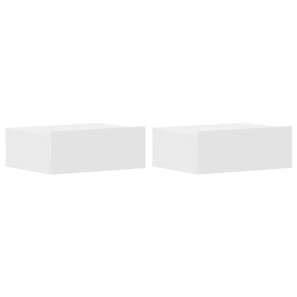 Floating Bedside Tables White Wall-Mounted Nightstands 2 pcs Engineered Wood