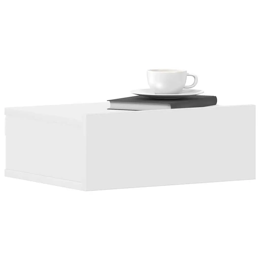 Floating Bedside Tables White Wall-Mounted Nightstands 2 pcs Engineered Wood
