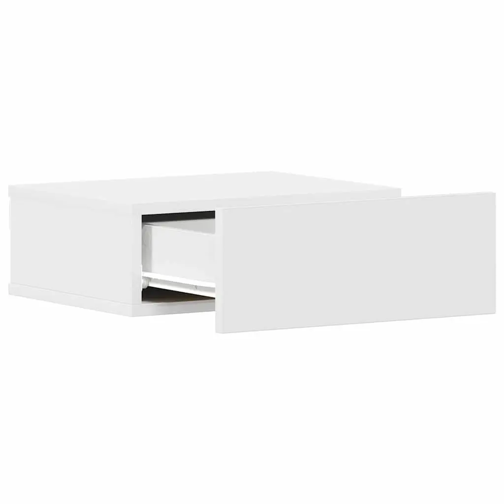 Floating Bedside Tables White Wall-Mounted Nightstands 2 pcs Engineered Wood