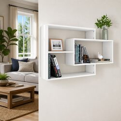 White Wall Shelves with Open Compartments for Storage