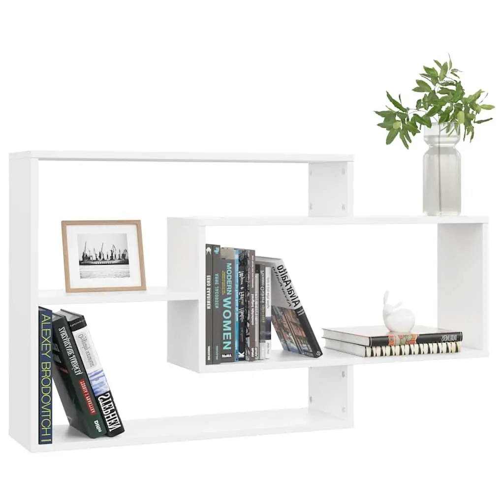 White Wall Shelves with Open Compartments for Storage