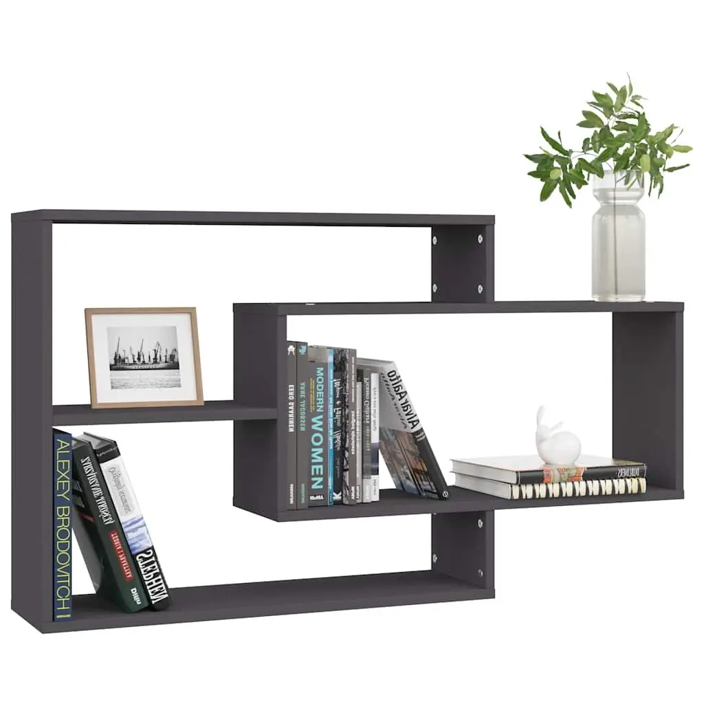 Wall Shelves Grey 104x20x58.5 cm Engineered Wood Open Compartment Storage Display Shelving Unit