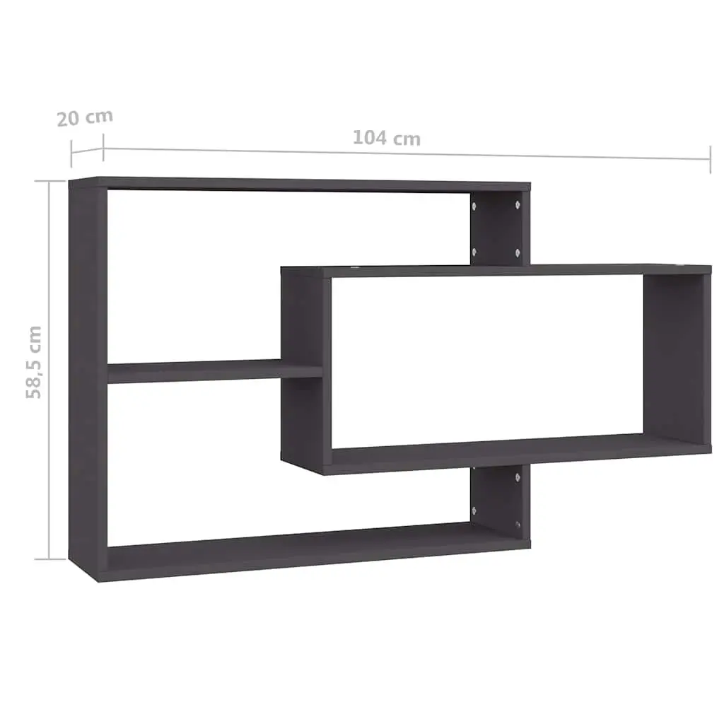 Wall Shelves Grey 104x20x58.5 cm Engineered Wood Open Compartment Storage Display Shelving Unit