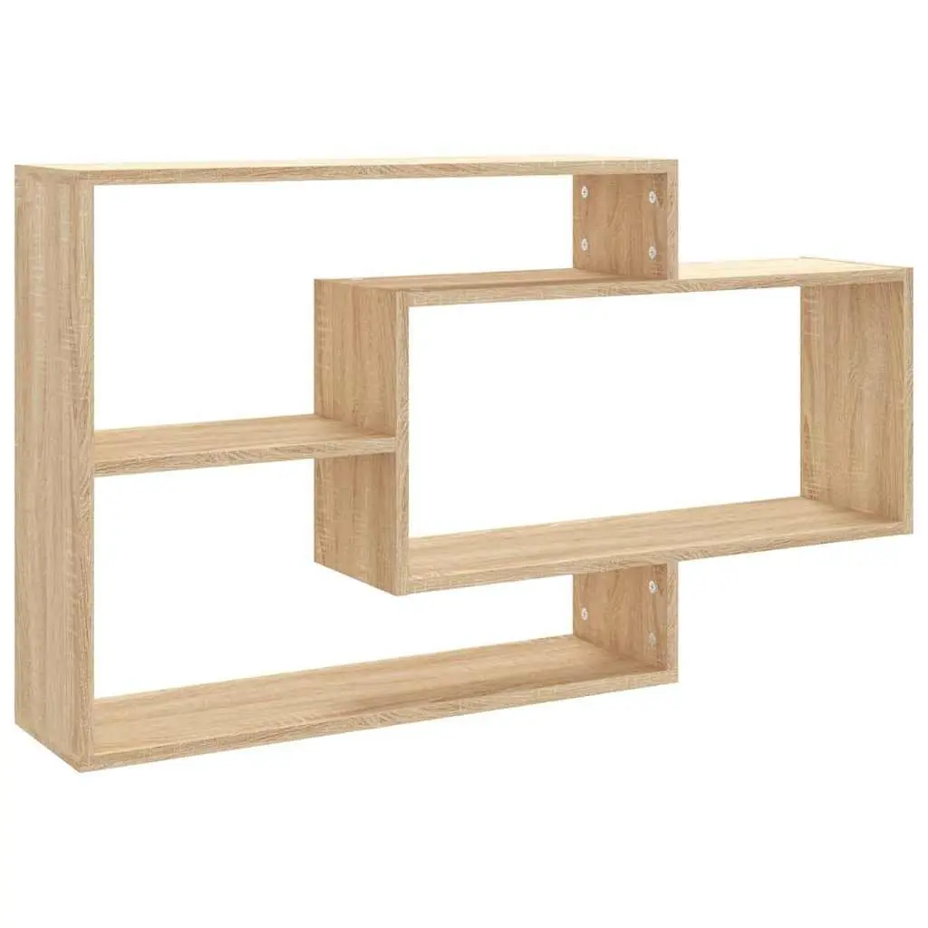 Brown Engineered Wood Wall Shelves with 3 Compartments