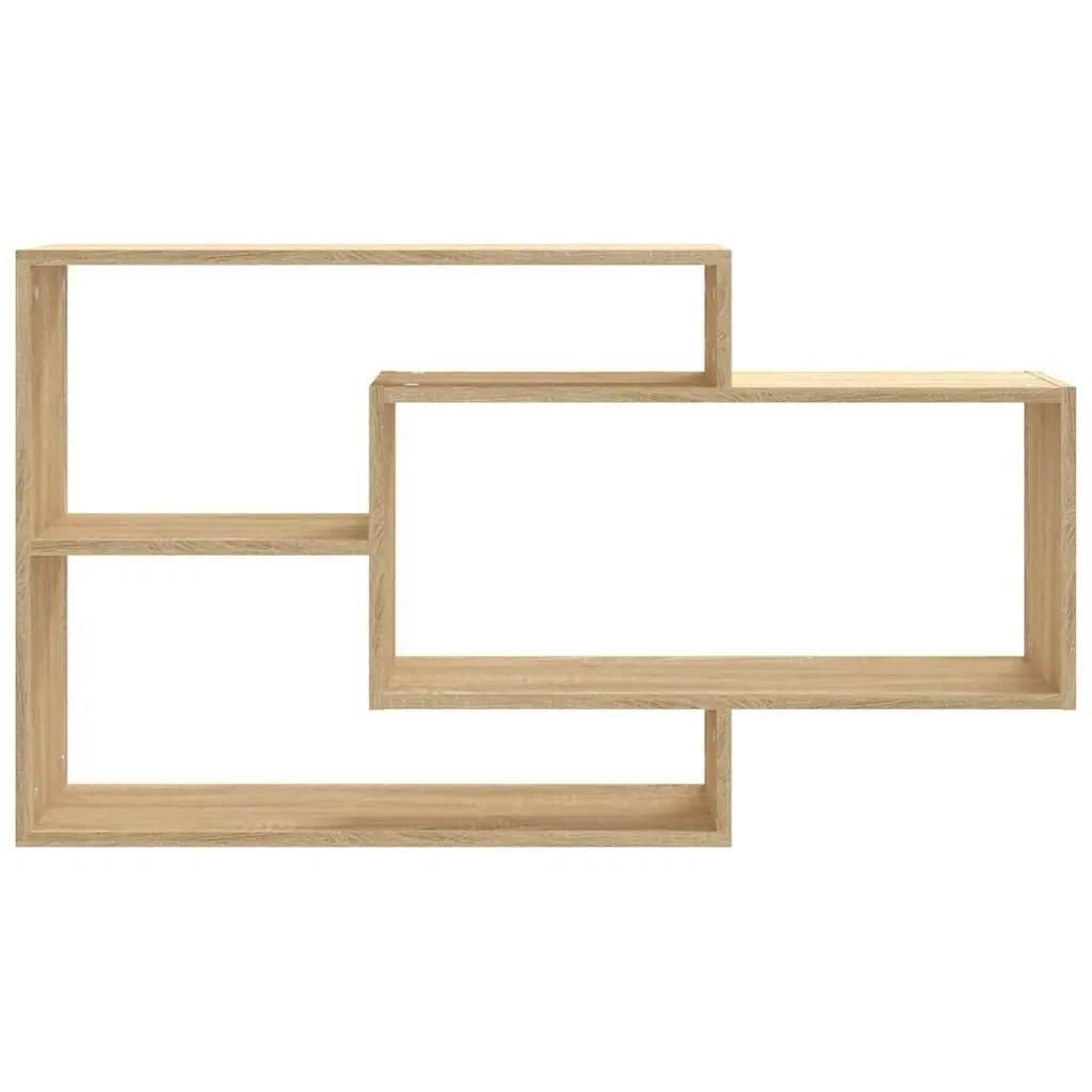 Brown Engineered Wood Wall Shelves with 3 Compartments