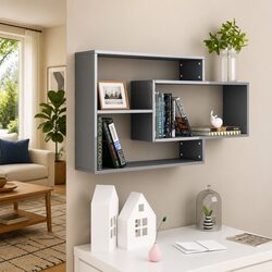 High Gloss Grey Wall Shelves for Storage and Display