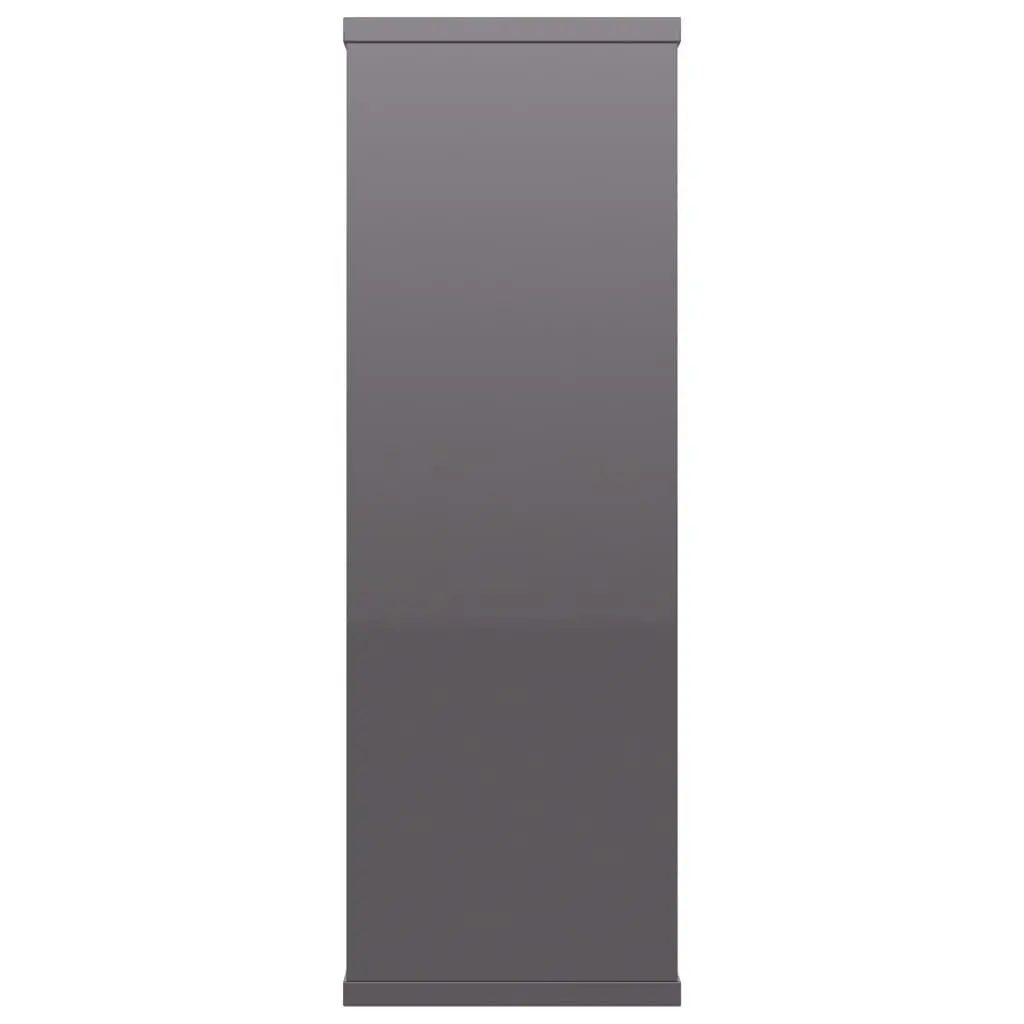 Wall Shelves Grey High Gloss 3 Compartment Engineered Wood Storage Display Unit