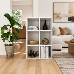 White Book Cabinet Sideboard 66x30x98 cm with 6 Compartments