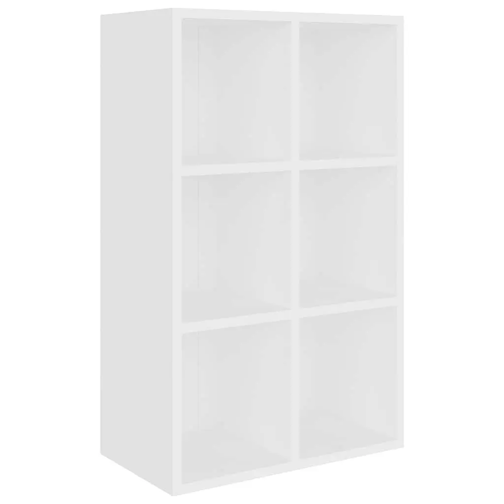 White Book Cabinet Sideboard 66x30x98 cm with 6 Compartments