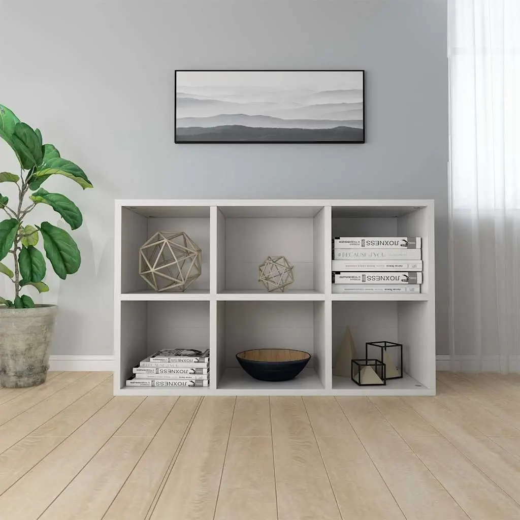 White Book Cabinet Sideboard 66x30x98 cm with 6 Compartments