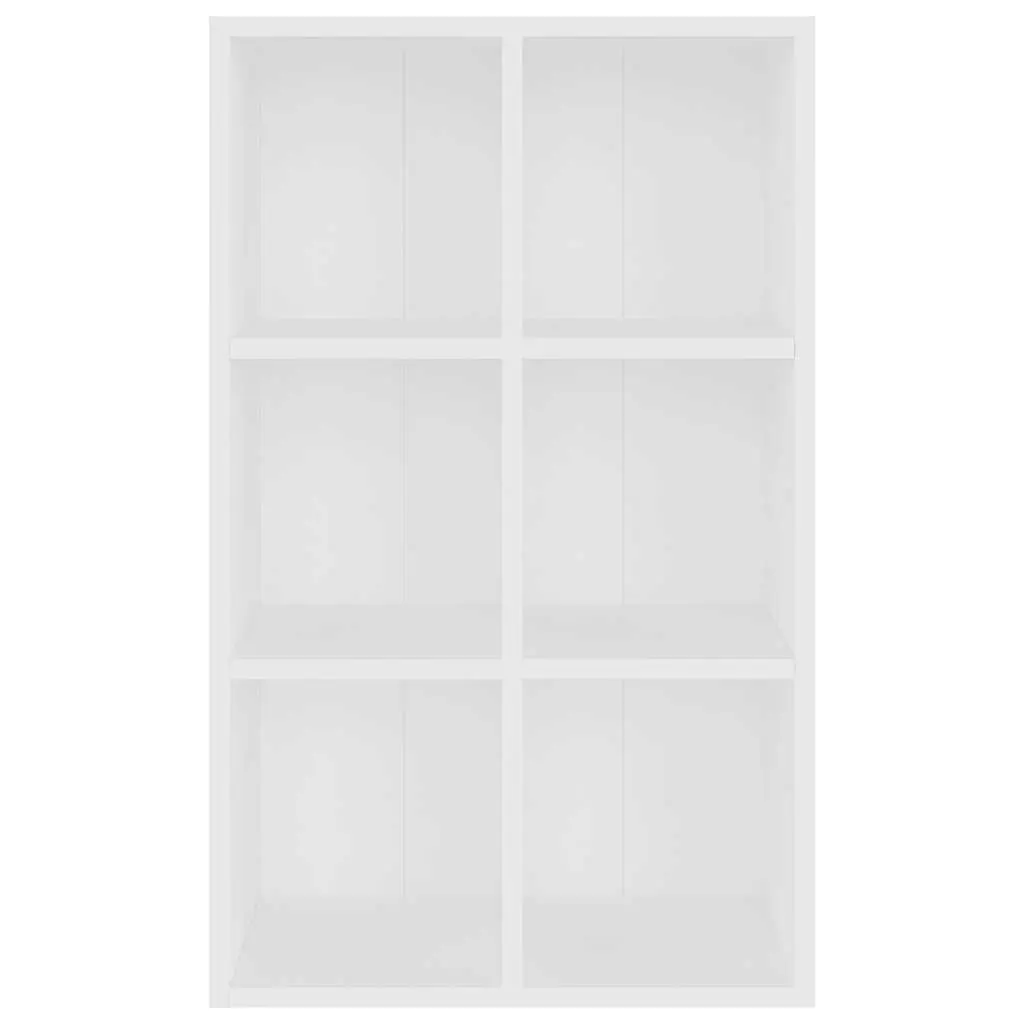 White Book Cabinet Sideboard 66x30x98 cm with 6 Compartments
