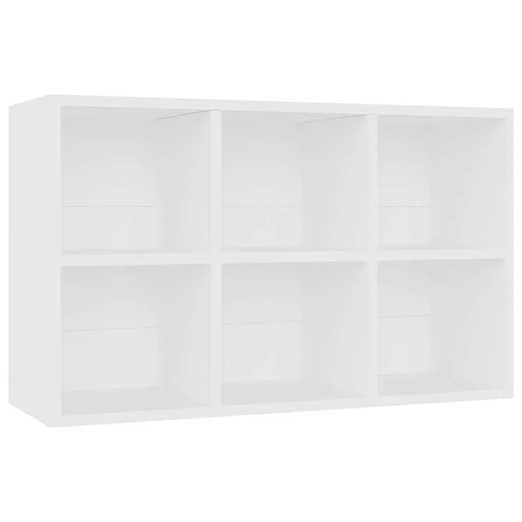 White Book Cabinet Sideboard 66x30x98 cm with 6 Compartments