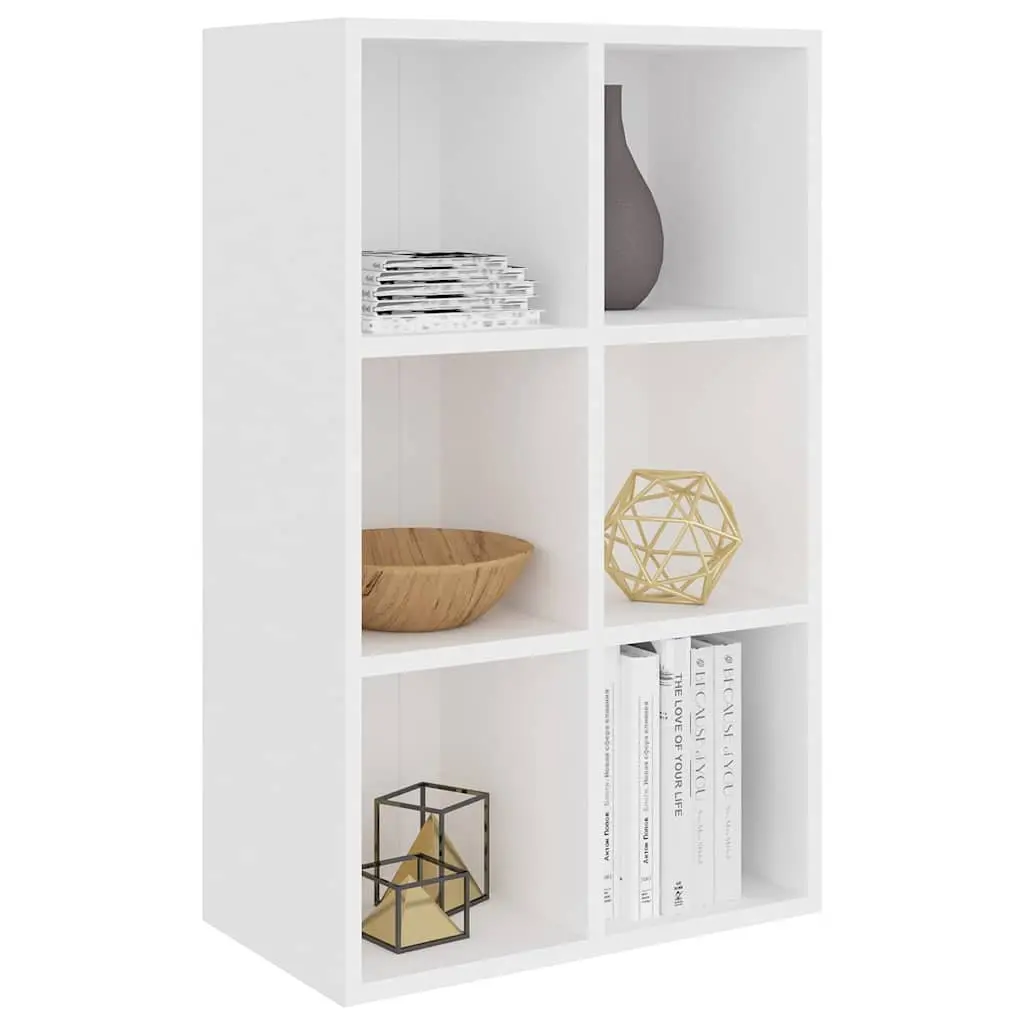 White Book Cabinet Sideboard 66x30x98 cm with 6 Compartments