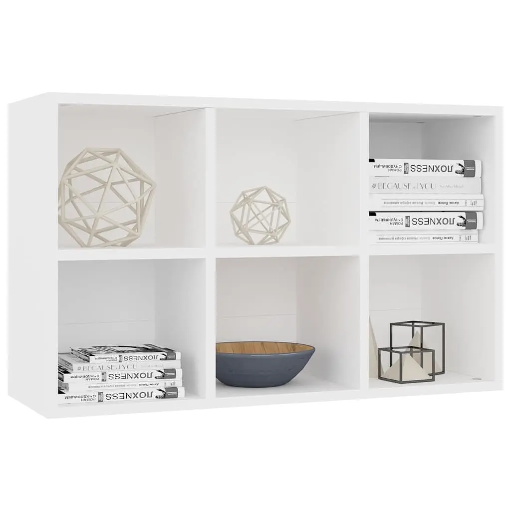 White Book Cabinet Sideboard 66x30x98 cm with 6 Compartments