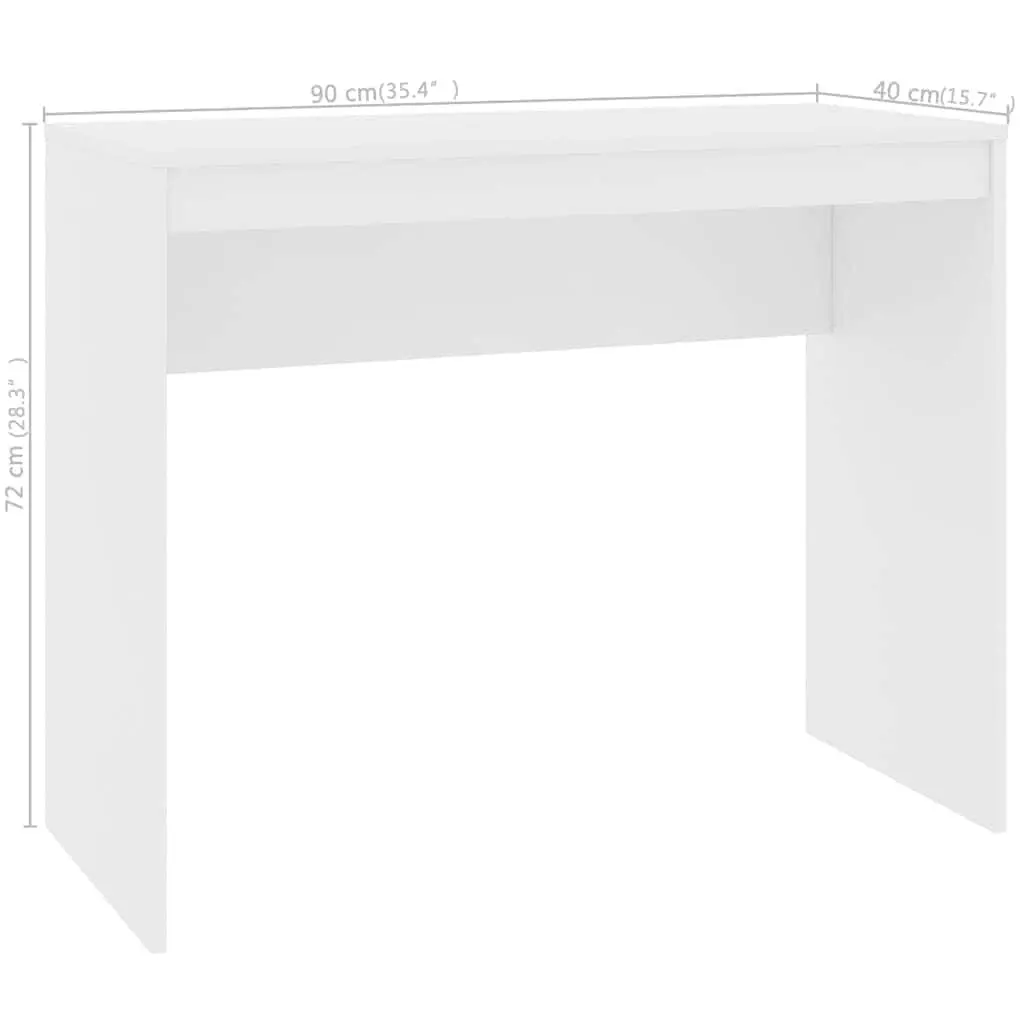 Computer Desk White 90x40cm Engineered Wood Home Office Study Writing Table