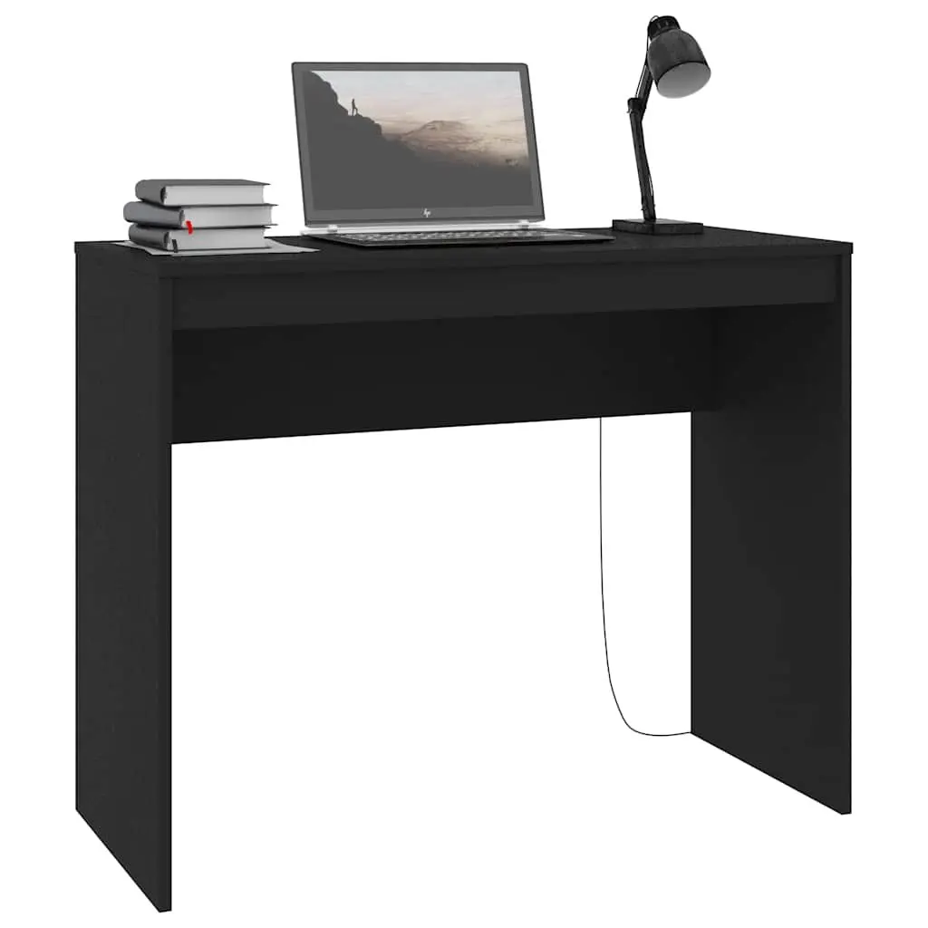 Black Engineered Wood Study Table for Home Office