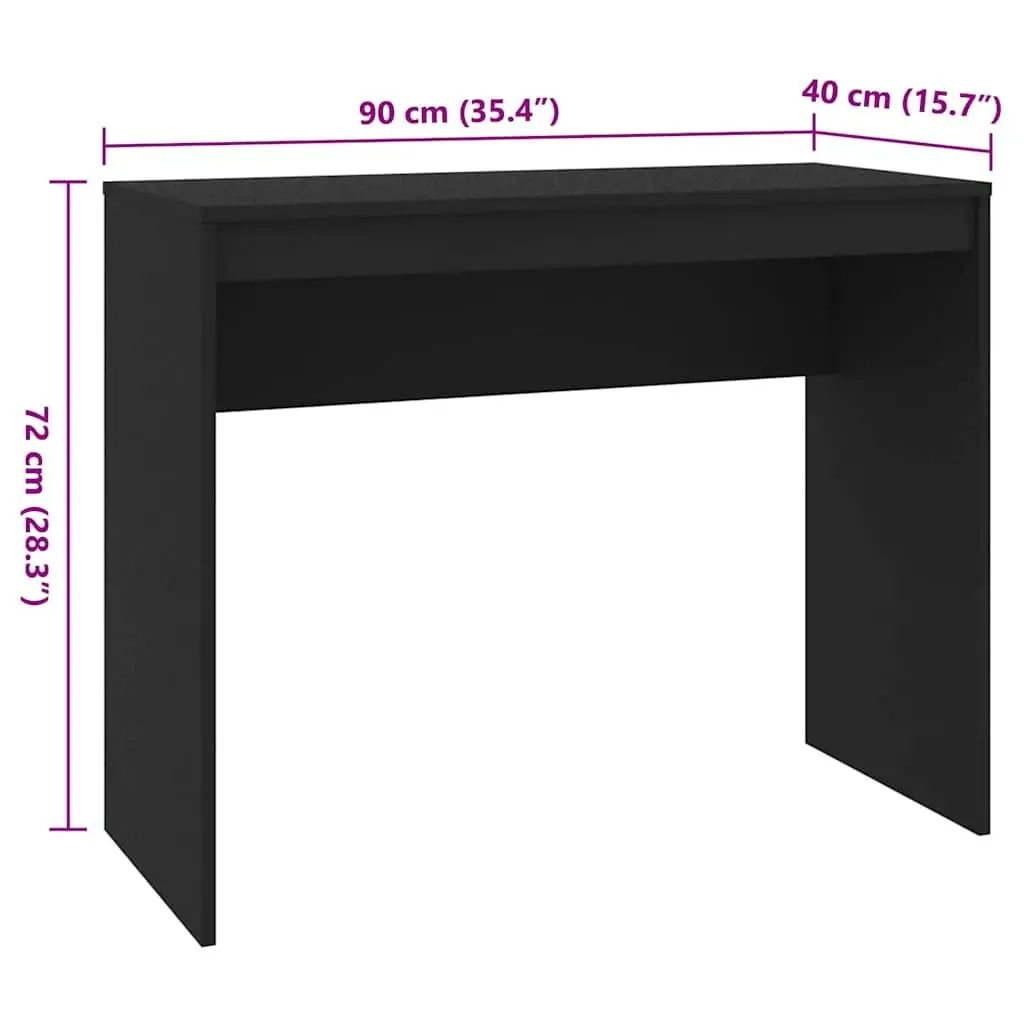 Black Engineered Wood Study Table for Home Office