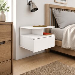 Wall-Mounted Floating Nightstand Pair in White