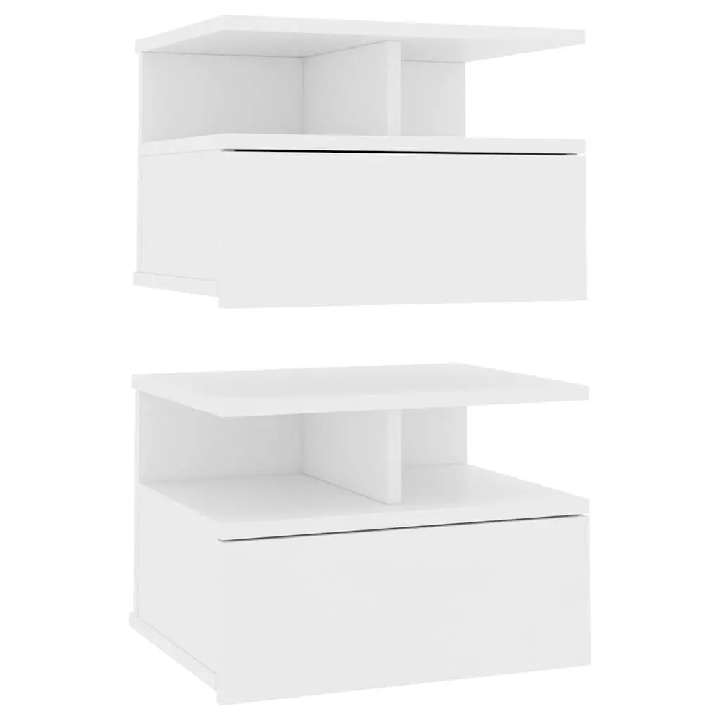 Wall-Mounted Floating Nightstand Pair in White