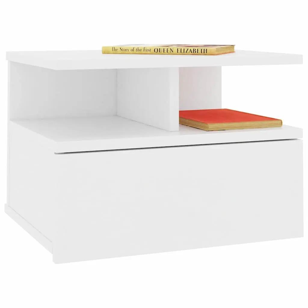 Wall-Mounted Floating Nightstand Pair in White