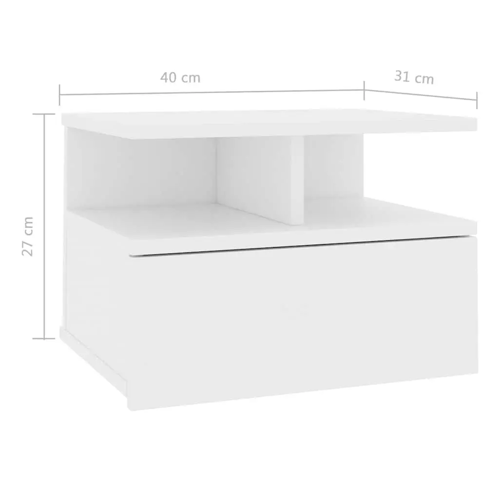 Wall-Mounted Floating Nightstand Pair in White
