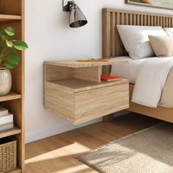 Sonoma Oak Floating Nightstand Wall-Mounted Storage