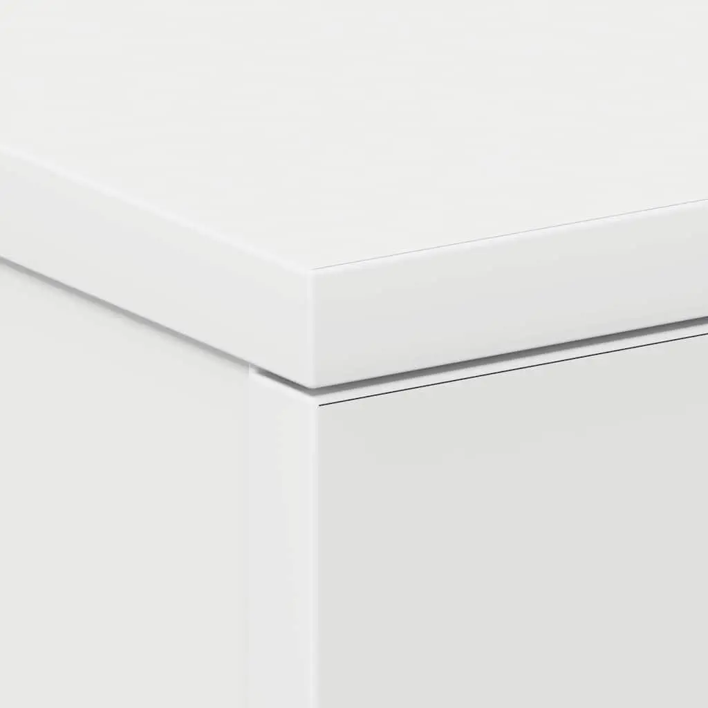 Bedside Table White 3 Drawer Engineered Wood Nightstand