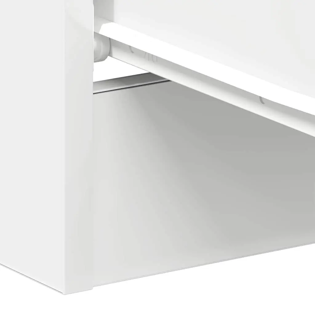 Bedside Table White 3 Drawer Engineered Wood Nightstand